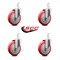 Service Caster 5 Inch Red Polyurethane Wheel Swivel 7/8 Inch Square Stem Caster Set SCC SCC-SQ20S514-PPUB-RED-78-4 - alternate 4